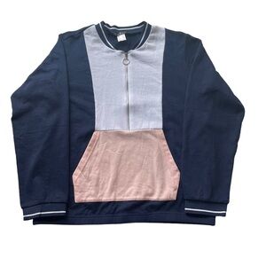 Venus Color block Sweatshirt size Large Blue Pink white French Terry Varsity